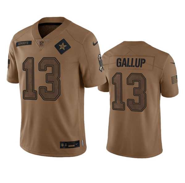 Men%27s Dallas Cowboys #13 Michael Gallup 2023 Brown Salute To Service Limited Football Stitched Jersey Dyin->dallas cowboys->NFL Jersey